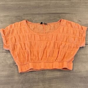 Dainty Hooligan By Final Touch Coral Textured Crop Top
